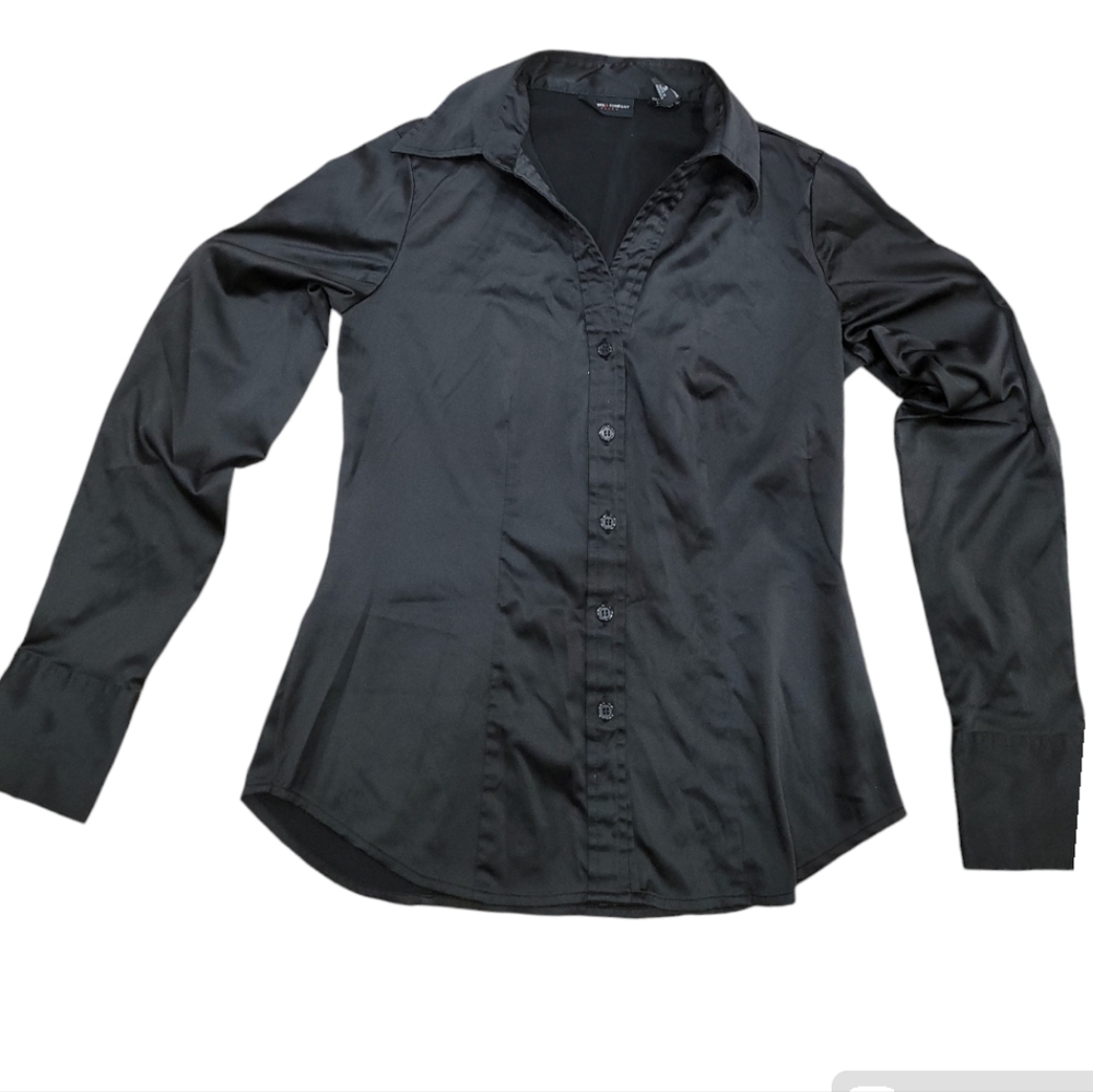 Small Black satin button down blouse - New York and company